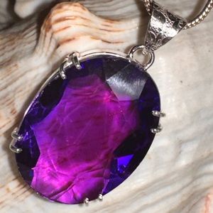 Exotic Fuchsia facet cut vintage statement Pendant